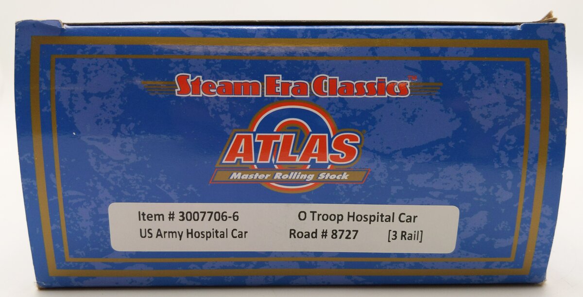 Atlas 3007706-6 O Gauge 3-Rail Pullman US Army Hospital Car #8727 EX/Box