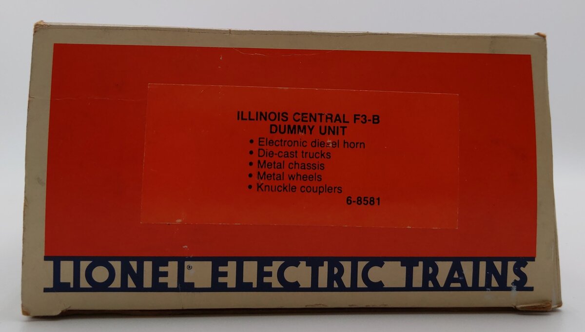 Lionel 6-8581 O Gauge Illinois Central F3 Dummy B Unit Diesel Locomotive LN/Box