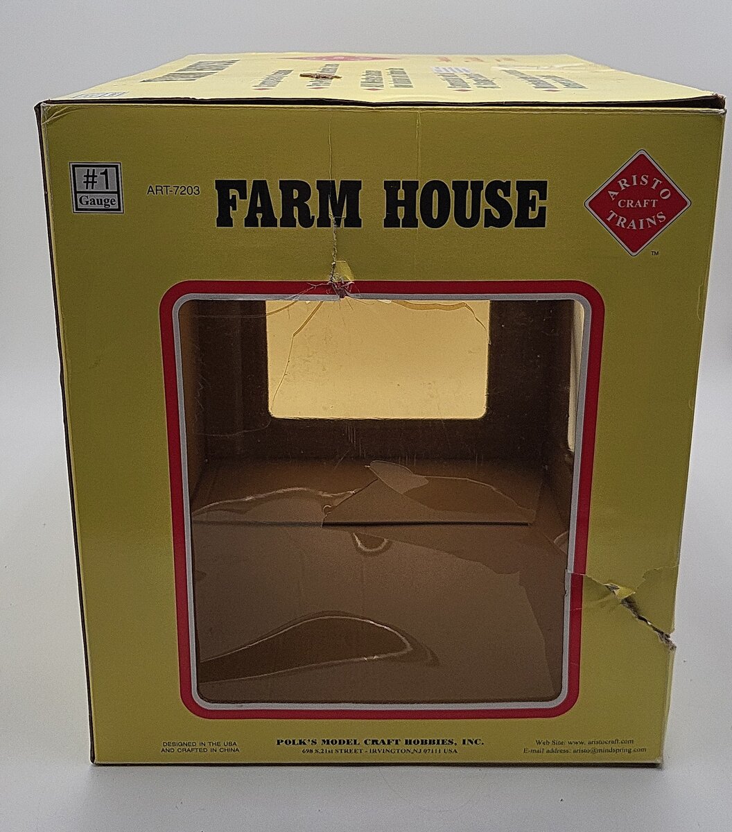 Aristo-Craft ART-7203 G Scale Farm House- White with Green Trim VG/Box