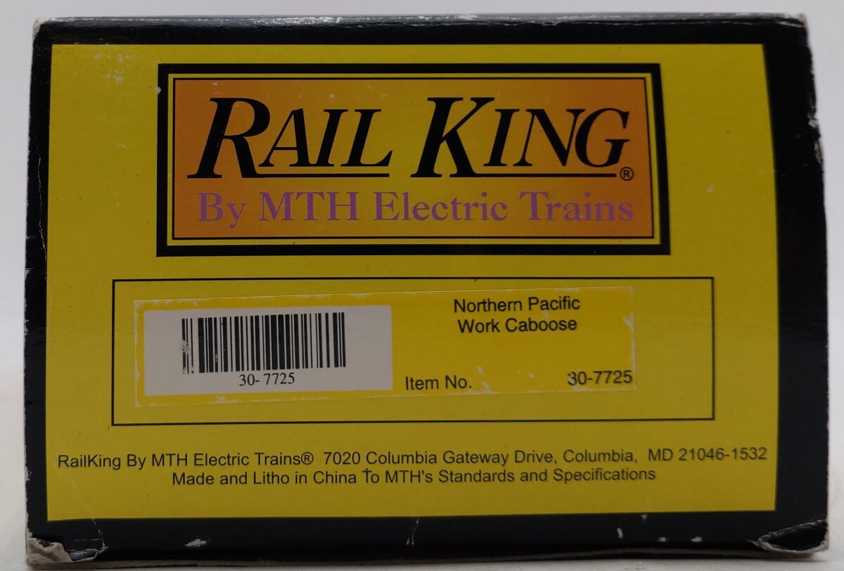 MTH 30-7725 O Gauge Northern Pacific Work Caboose with Bay Window LN/Box