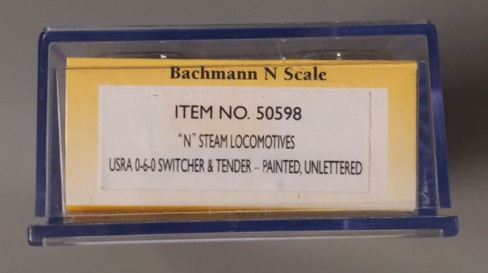 Bachmann 50598 N Unlettered USRA 0-6-0 Switcher Steam Locomotive and Tender #17 EX/Box
