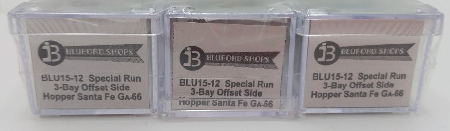 Bluford Shops BLU15-12 N Scale Santa Fe 3-Bay Offset Side Hopper Car 3-Pack NIB