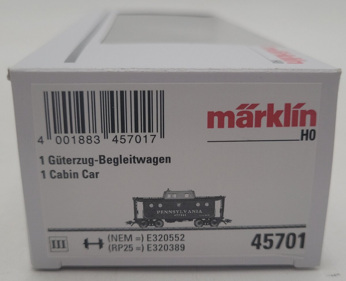 Marklin 45701 HO Pennsylvania Railroad Class N5C Caboose Cabin Car - 3-Rail LN/Box