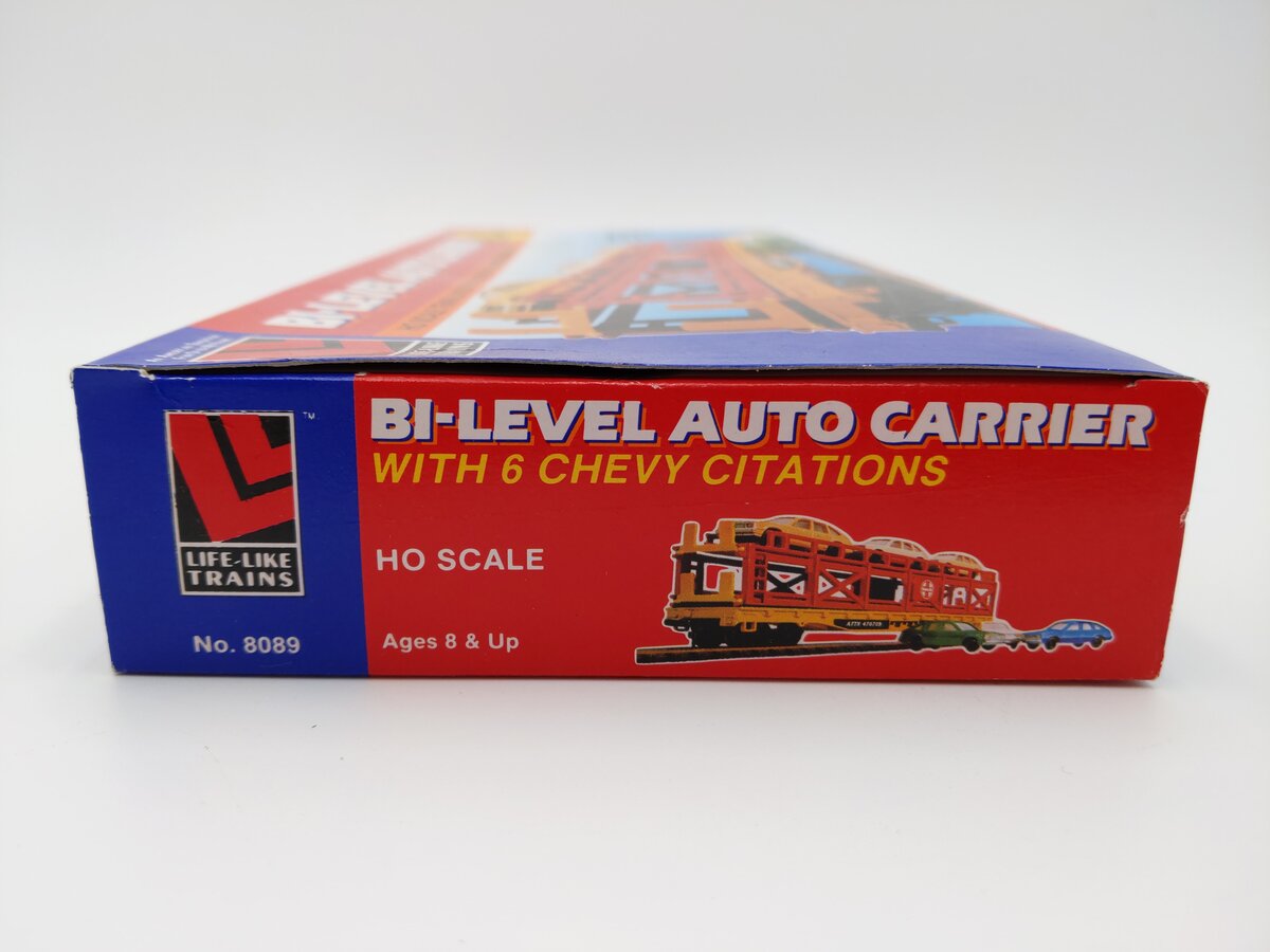 Life Like 8089 HO Scale Bi-Level Auto Carrier W/ 6 Chevy Citations Kit LN/Box