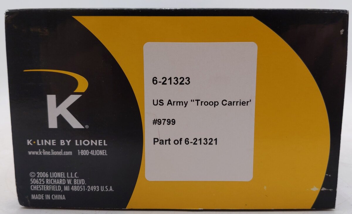 Lionel 6-21323 O Gauge US Army "Troop Carrier" #9799 EX/Box