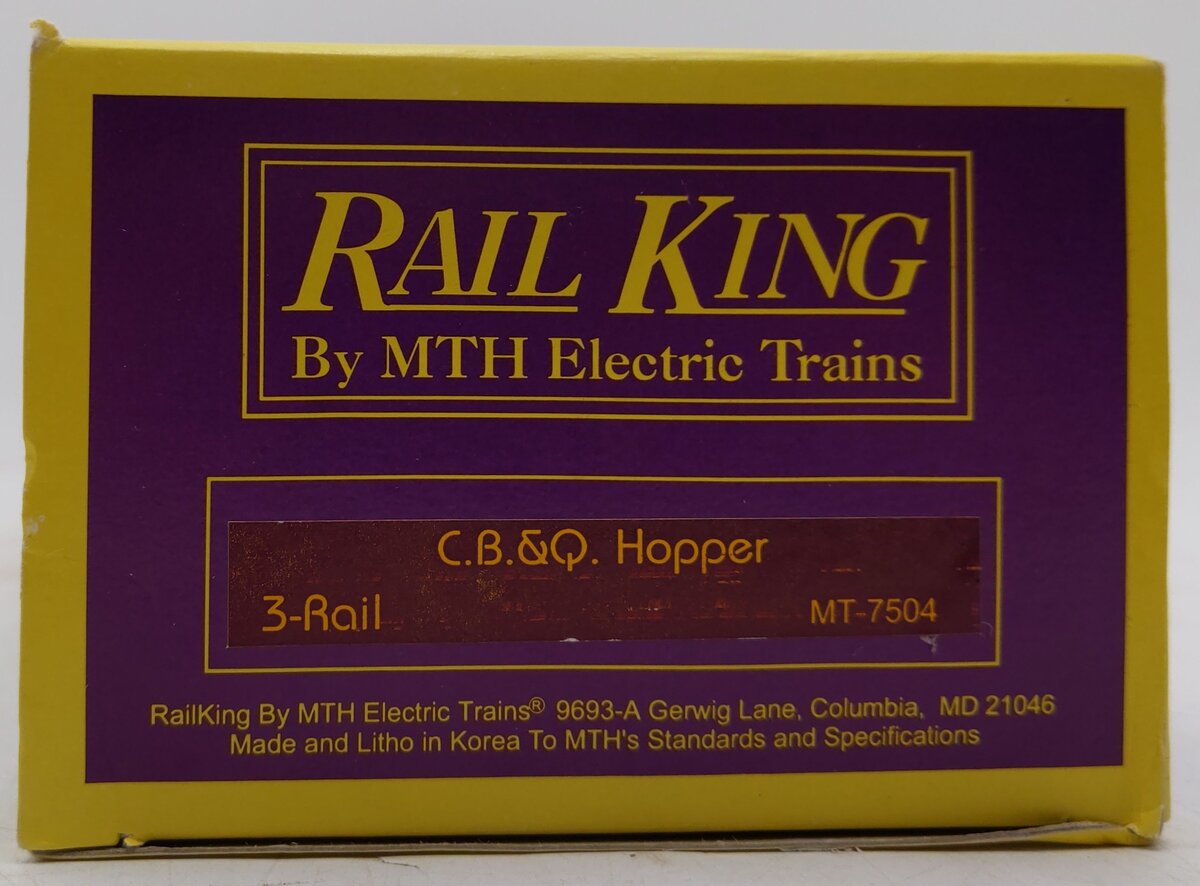 MTH 20-7504 O Gauge Chicago Burlington & Quincy 4-Bay Hopper LN/Box