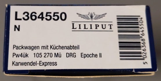 Liliput L364550 N Karwendel-Express German State Railroad Baggage Car #105270 LN/Box