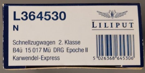 Liliput L364530 N Karwendel-Express German State Railroad 2nd Class Coach #15017 LN/Box