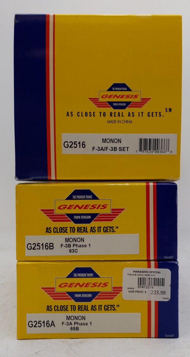 Athearn G2516 HO Monon F-3A/ F3-B Diesel Locomotive Set # 65B/ 63C LN/Box