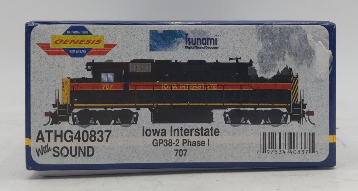 Athearn G40837 HO Iowa Interstate GP38-2 Phase I Diesel Locomotive #707 LN/Box