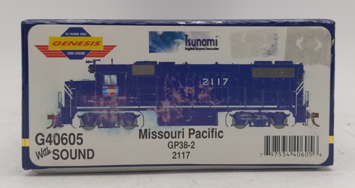 Athearn G40605 HO Missouri Pacific GP38 Diesel Locomotive w/DCC & Sound #2117 LN/Box