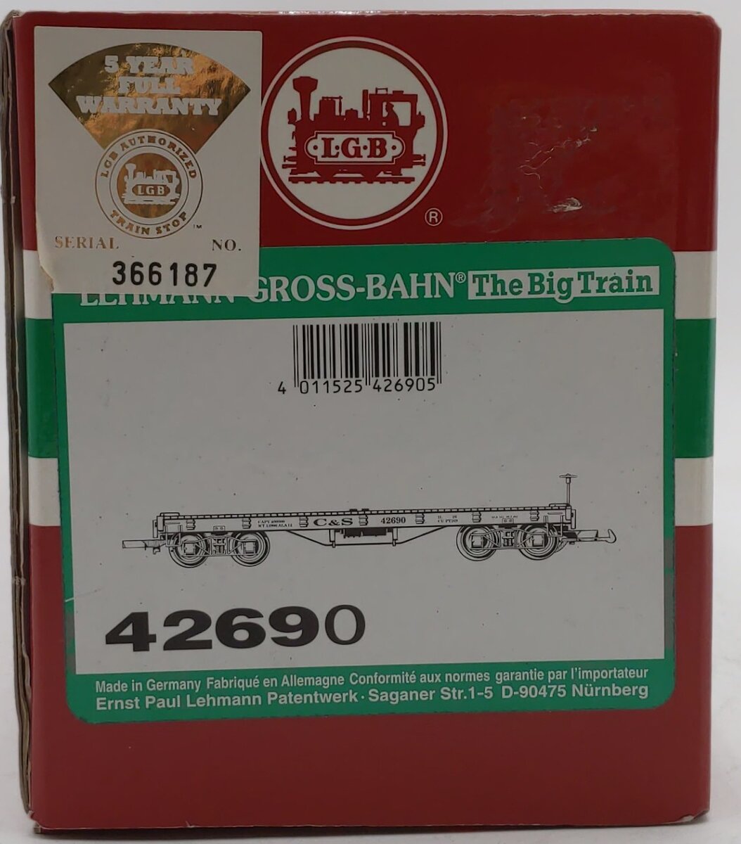 LGB 42690 G Scale Colorado and Southern Flatcar #1069 LN/Box