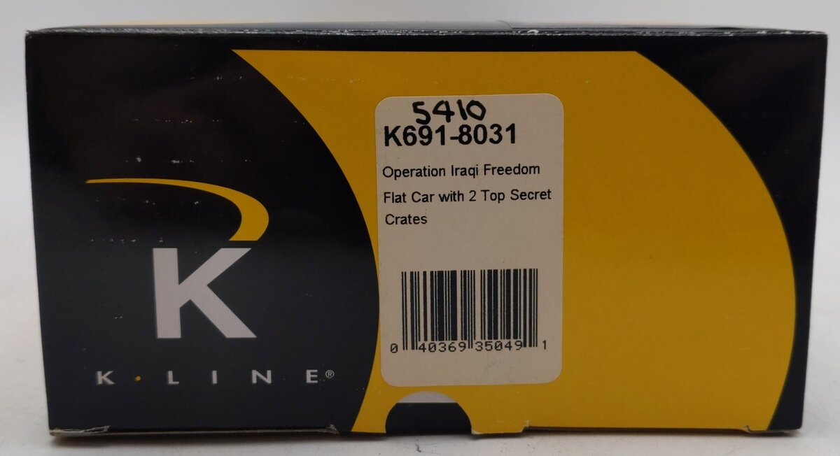 K-Line K691-8031 O Gauge Operation Iraqi Freedom Flatcar w/2 Top Secret Crates EX/Box