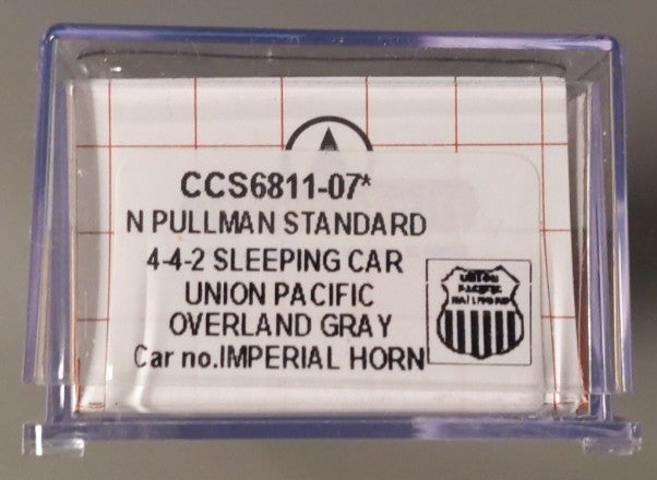 Centralia Car Shops CCS3811-07 N Union Pacific "Imperial Horn" 4-4-2 Sleeper Car LN/Box