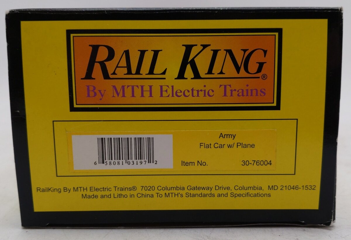 MTH 30-76004 Army Flatcar w/Airplane EX/Box