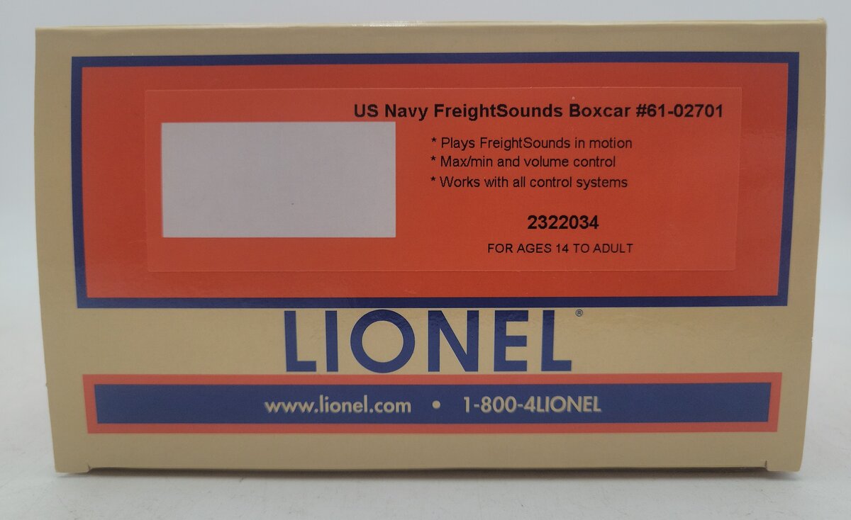 Lionel 2322034 O Gauge US Navy Freight Sounds Boxcar #61-02701 LN/Box