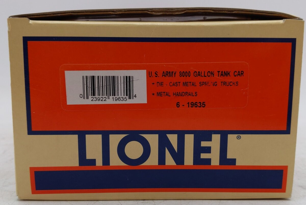 Lionel 6-19635 O Gauge U.S Army 8000 Gallon Tank Car #10936 EX/Box