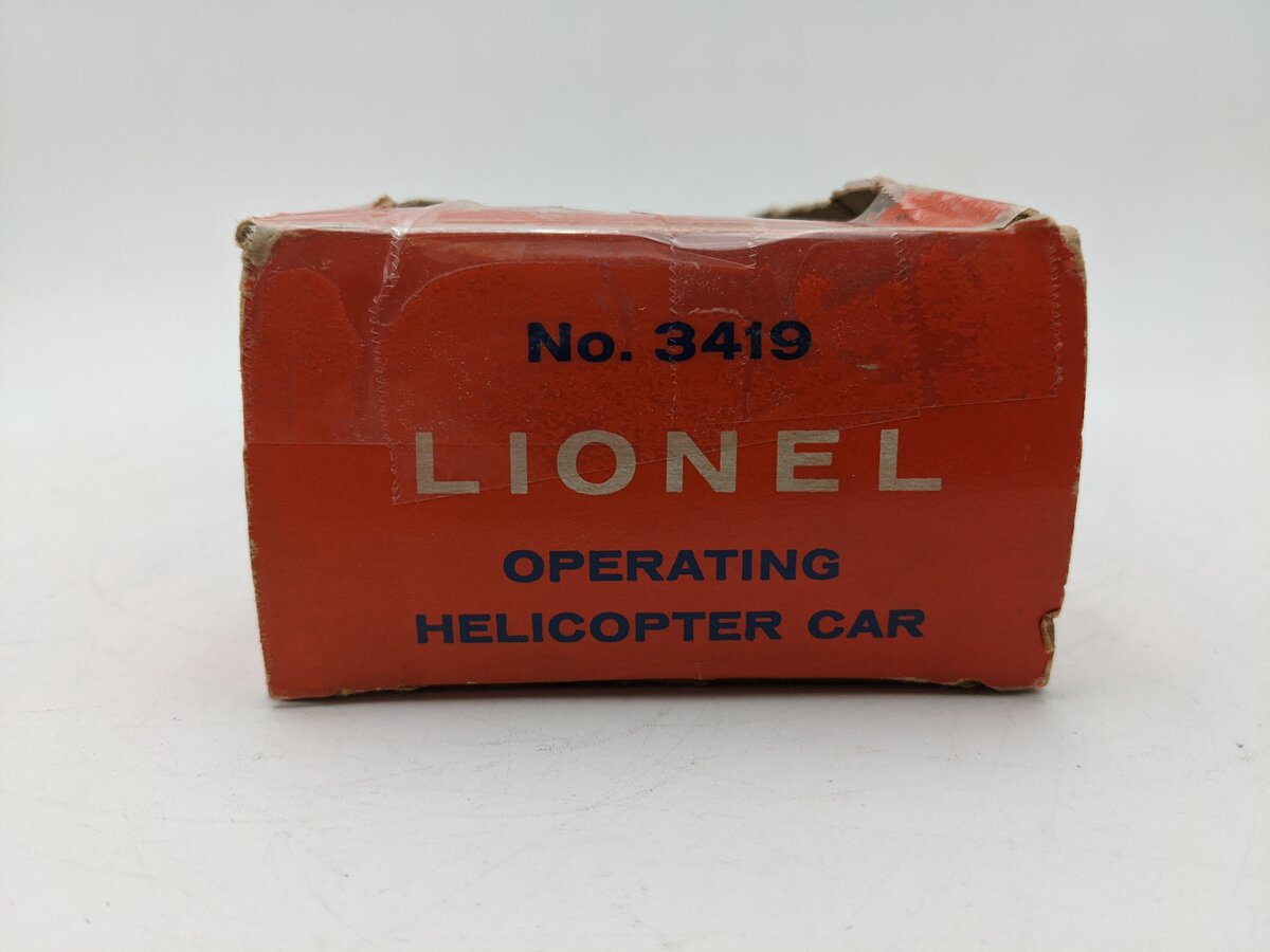 Lionel 3419 Vintage O Operating Flatcar w/ Double-Bladed Helicopter VG/Box