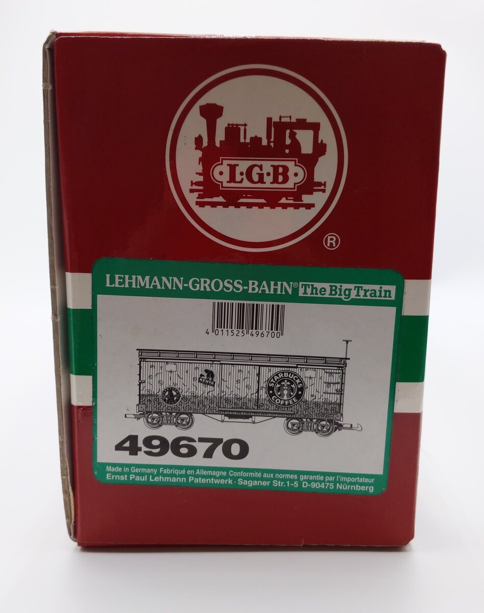 LGB 49670 G Scale Starbucks Box Car EX/Box
