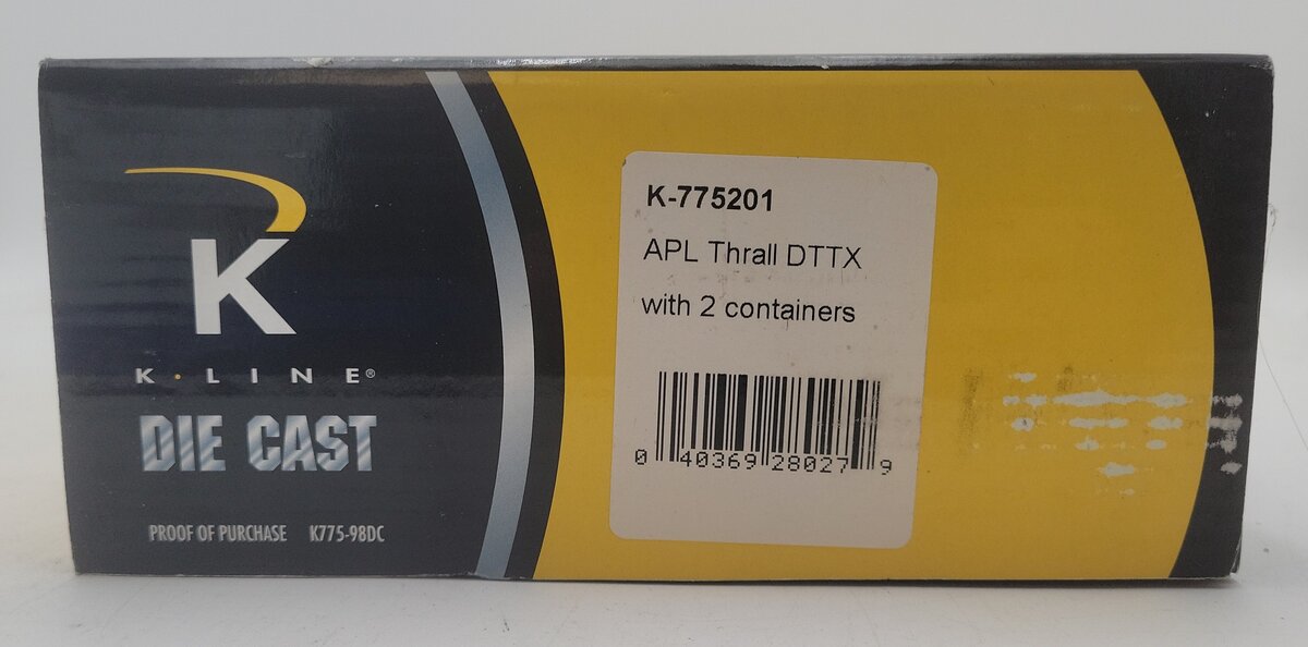 K-Line K775201 O Gauge American President Lines Thrall DTTX w/ 2 Containers EX/Box