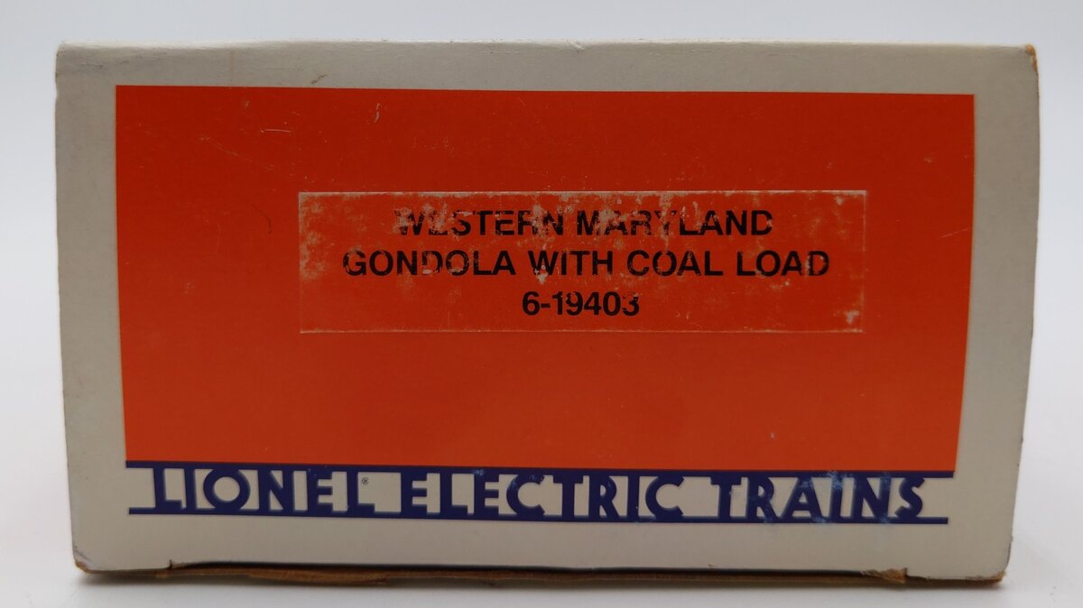 Lionel 6-19403 O Gauge Western Maryland Gondola with Coal Load #19403 LN/Box