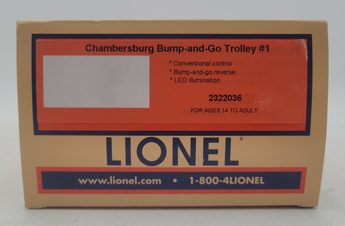 Lionel 2322036 Chambersburg Bump-and-Go Trolley #1 EX/Box