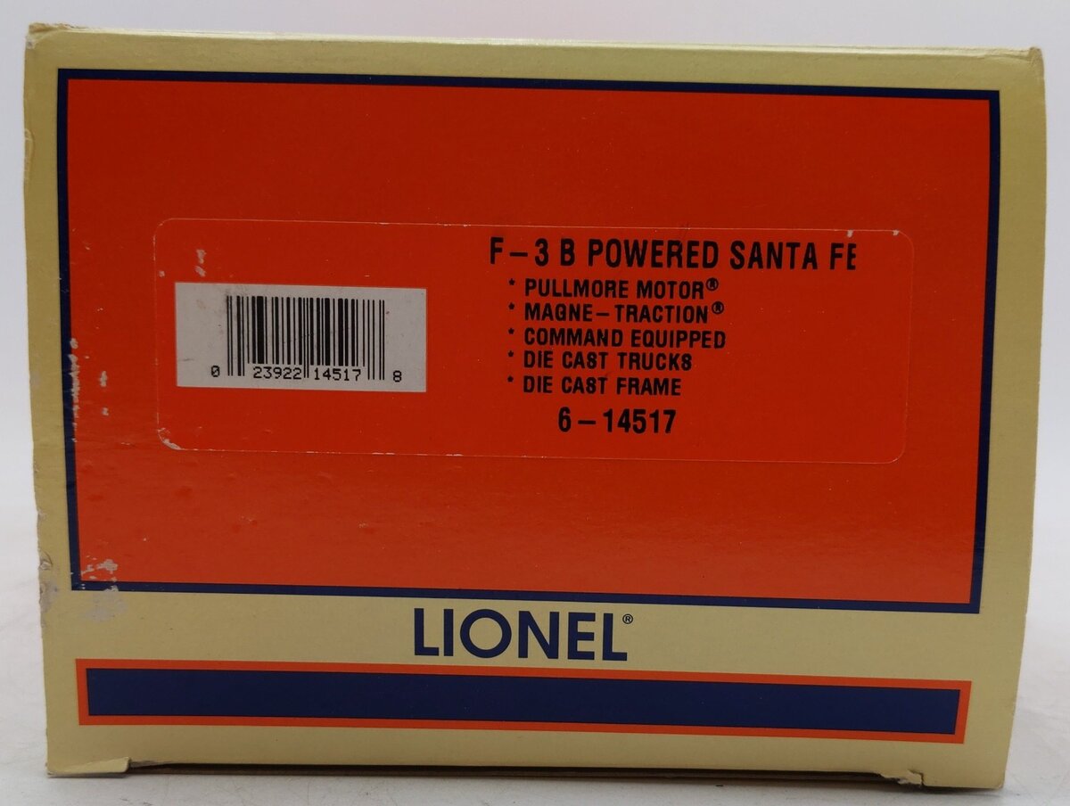 Lionel 6-14517 O Gauge Santa Fe Powered F3 B Unit Diesel Locomotive #2343C EX/Box