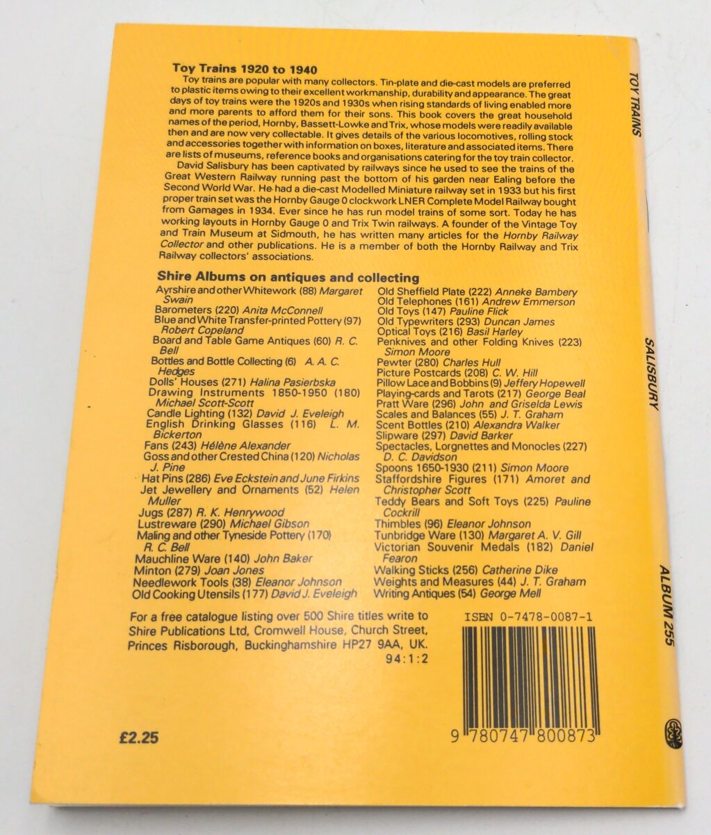 Shire Publications 0-7478-0087-1 Toy Trains By David Salisbury LN