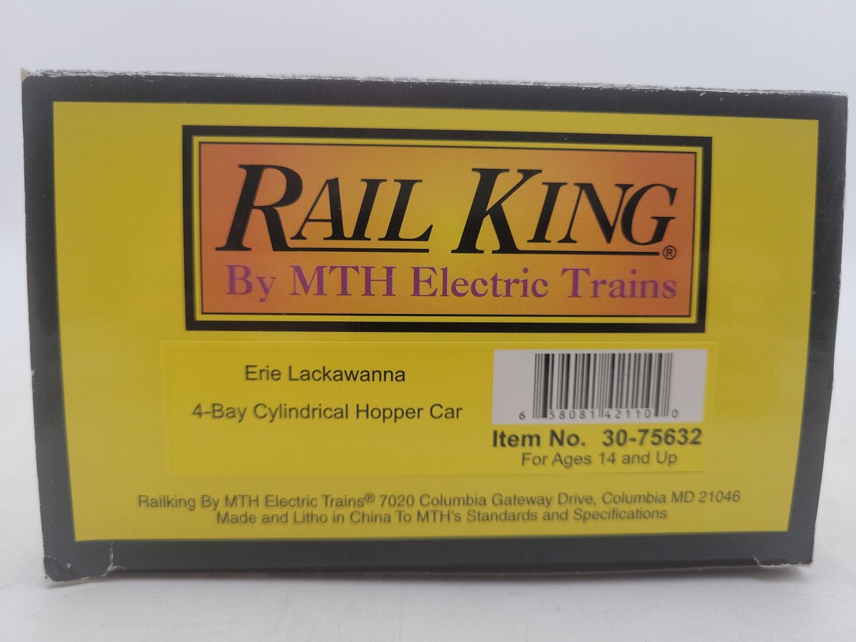 MTH 30-75632 O Erie Lackawanna RailKing 4-Bay Cylindrical Hopper Car #1968 EX/Box