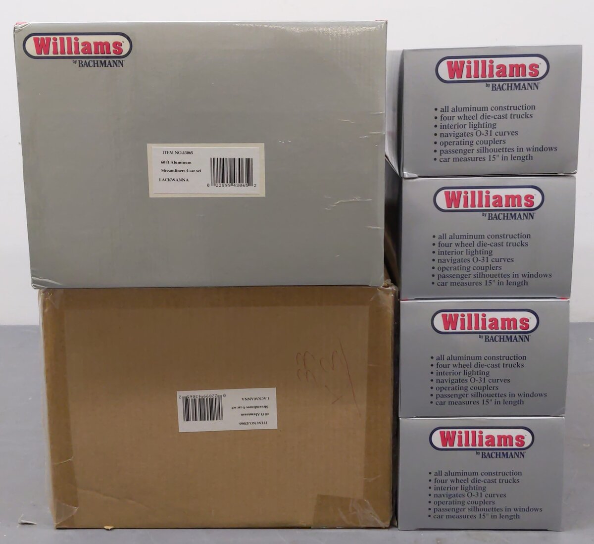 Williams 43065 Lackawanna 60 Ft. Streamline Passenger Car (Pack of 4) EX/Box