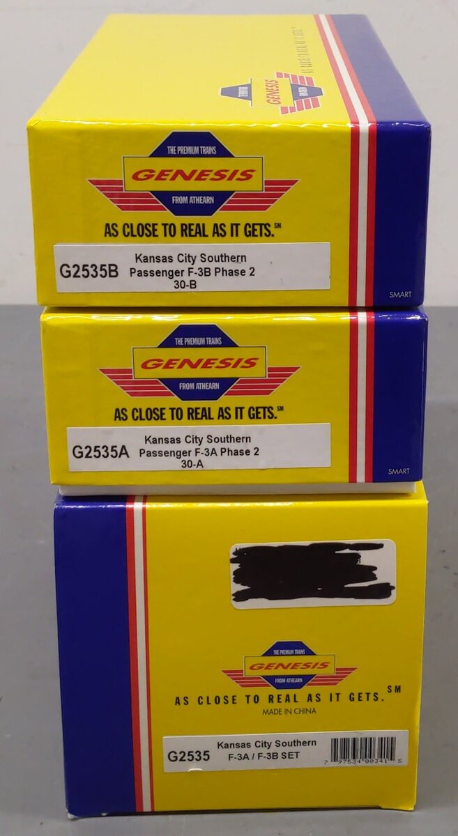 Athearn G2535 HO Scale F-3A/F-3B Kansas City Southern Locomotive Set LN/Box