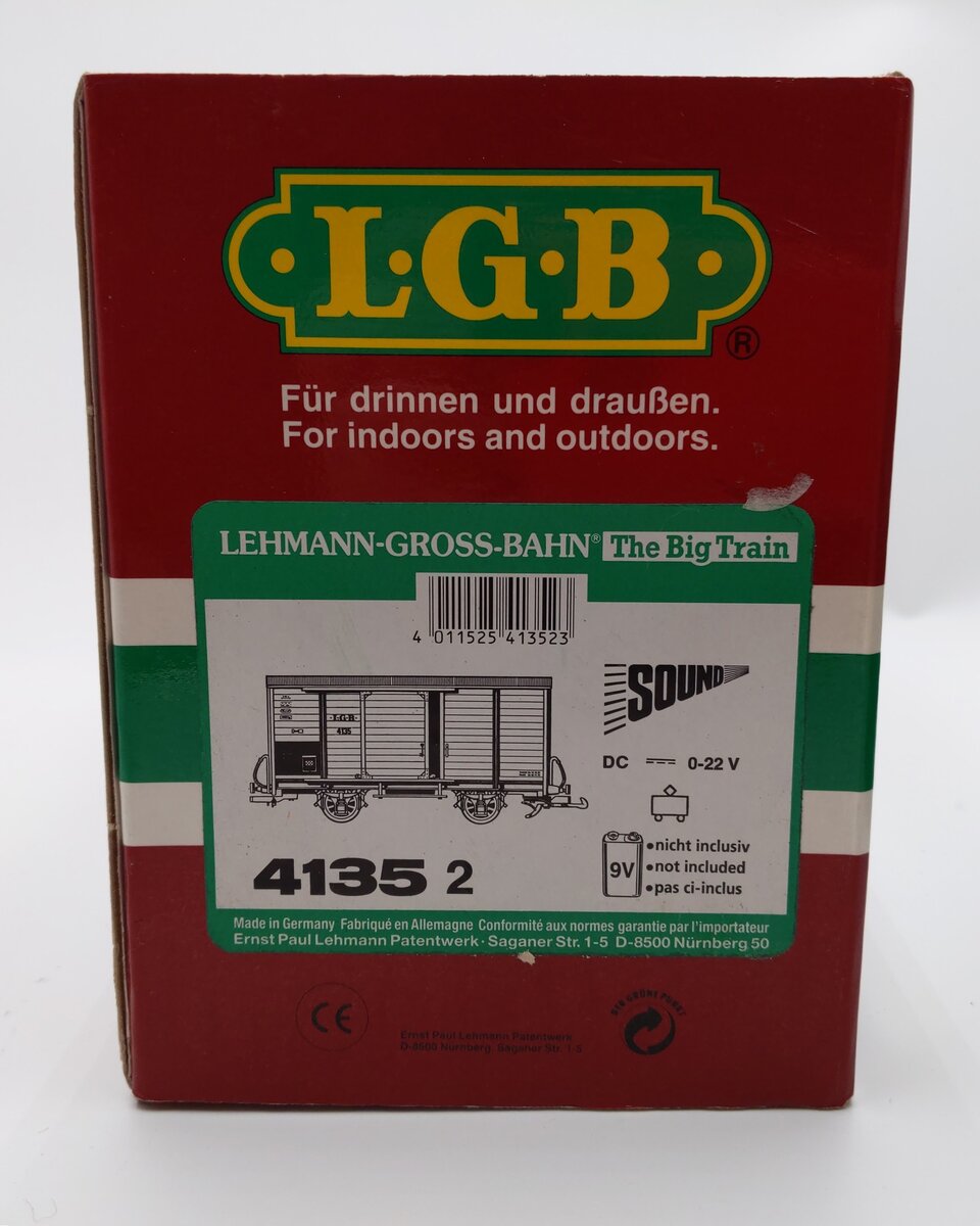 LGB 41352 G Gauge Steam Sound Boxcar EX/Box