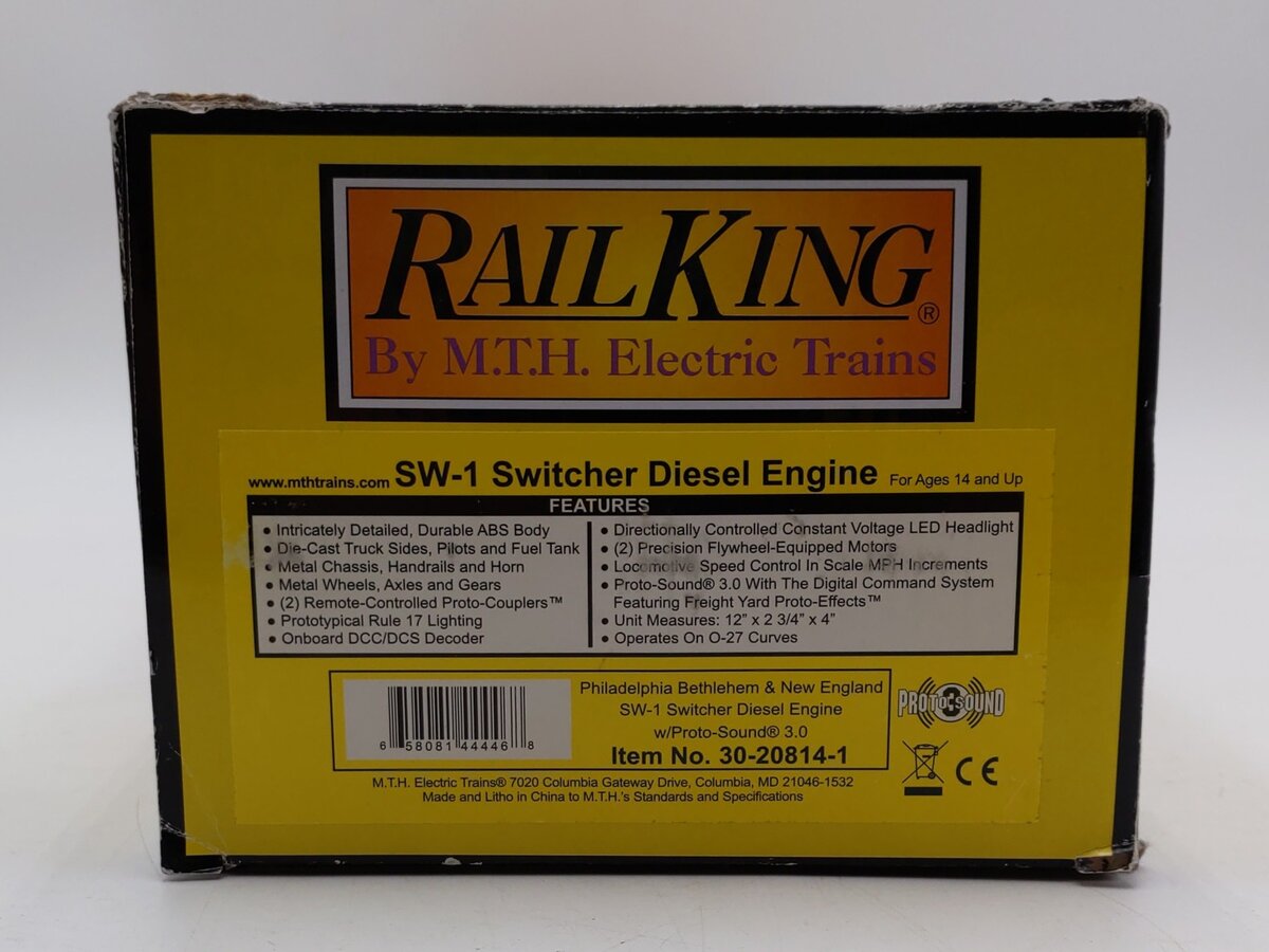 MTH 30-20814-1 O Gauge PBNE SW-1 Switcher Diesel Engine w/Proto-Sound 3.0 EX/Box