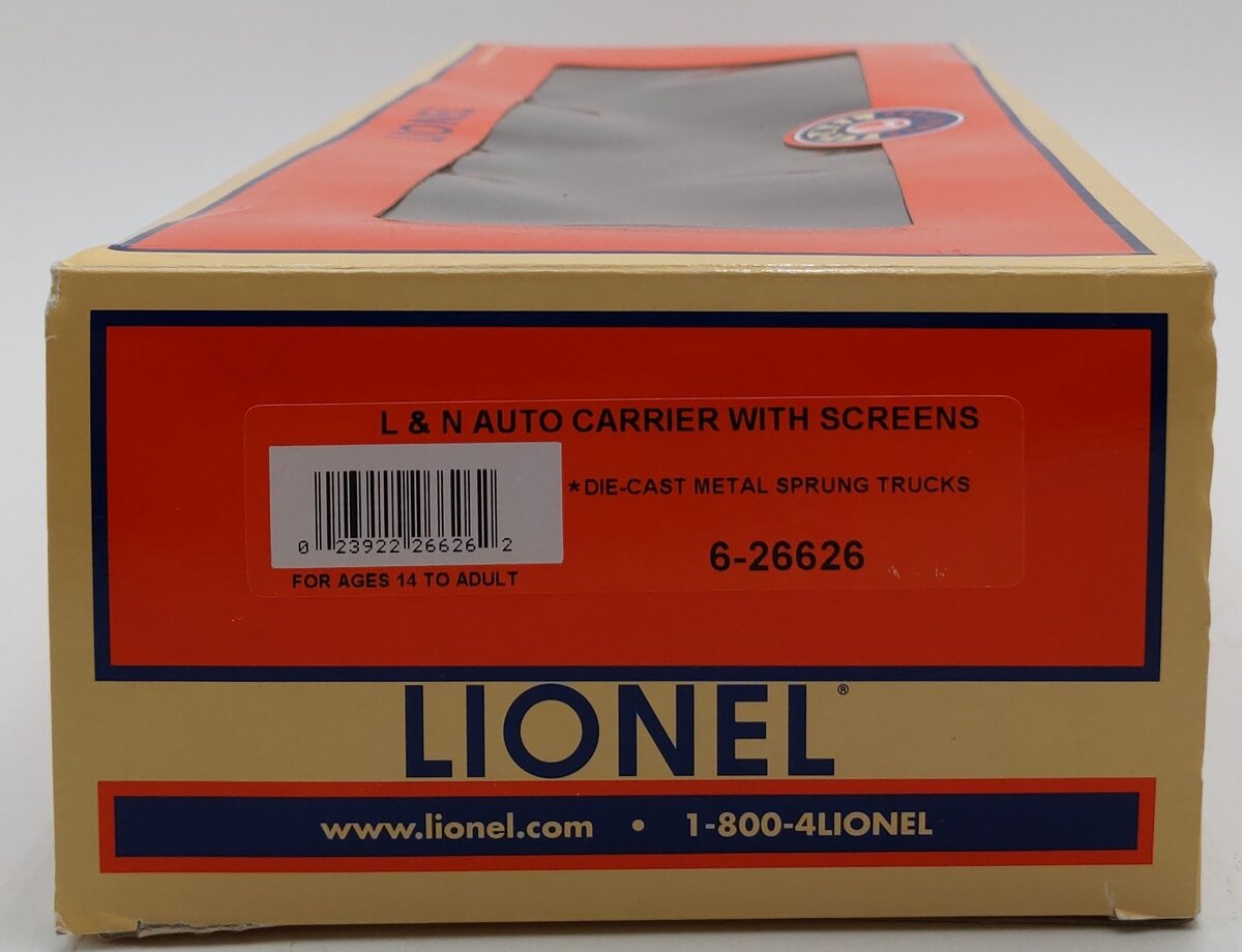 Lionel 6-26626 O Louisville & Nashville Auto Carrier w/Screens LN/Box