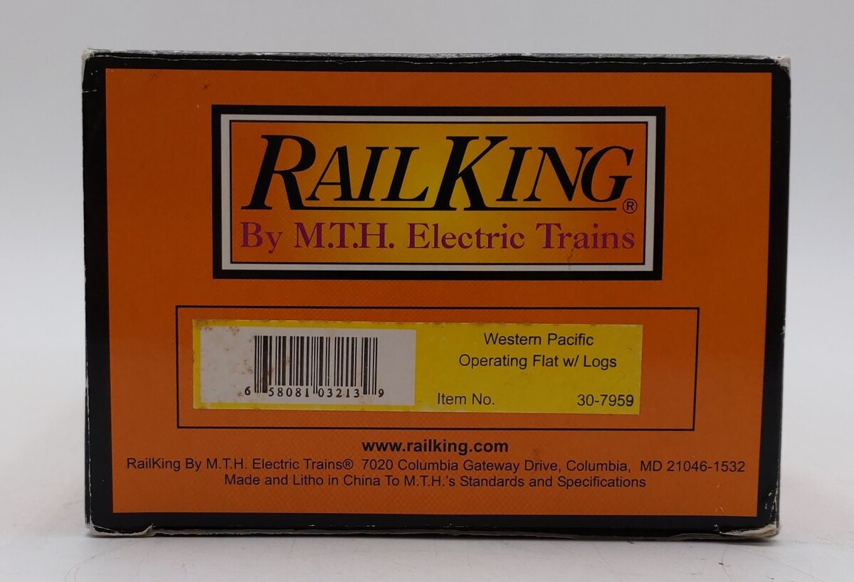 MTH 30-7959 Western Pacific Operating Flatcar with Logs #13206 LN/Box