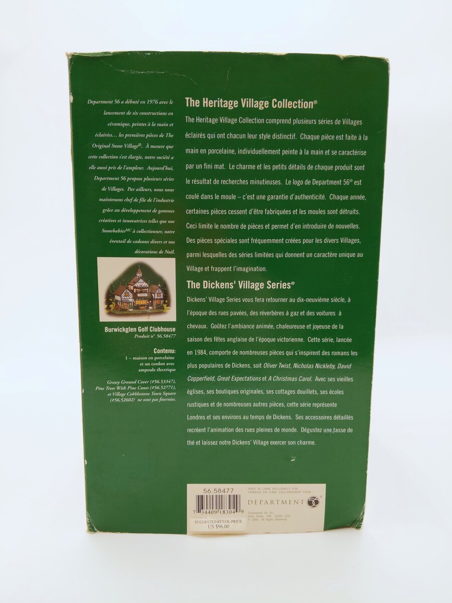 Dept 56 56.58477 Burwickglen Golf Clubhouse LN/Box