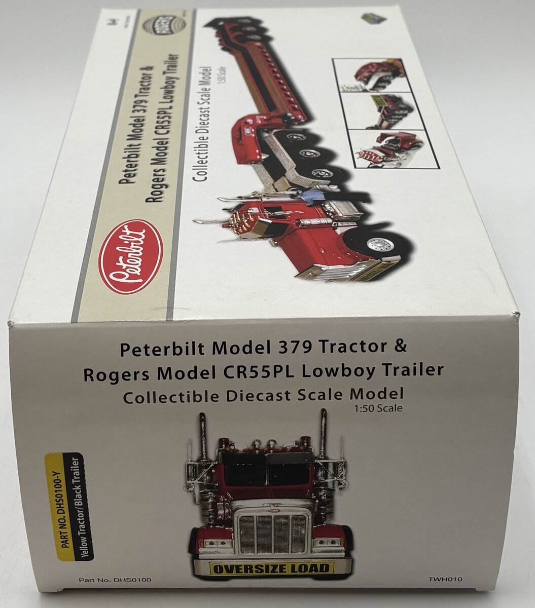 TWH Collectibles TWH010 1:50 Peterbilt 379 Tractor/Rogers CR55PL Lowboy Trailer LN/Box