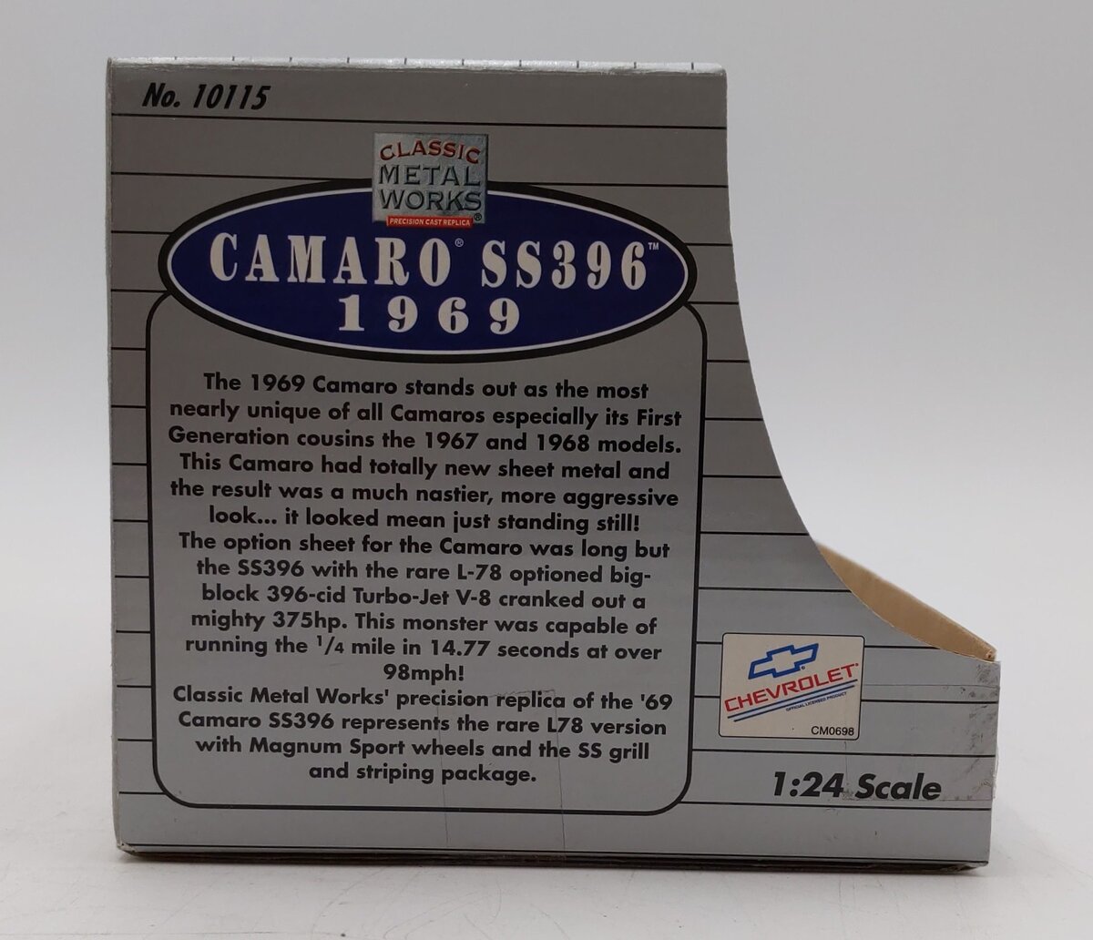 Classic Metal Works 1:24 Scale Camaro SS396 1969 (Black) LN/Box