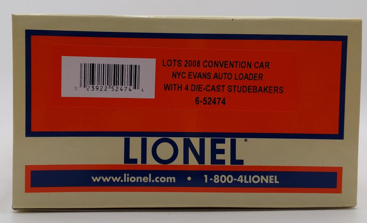 Lionel 6-52474 O Gauge LOTS 2008 NYC Evans Auto Loader #2908 w/out Autos NIB