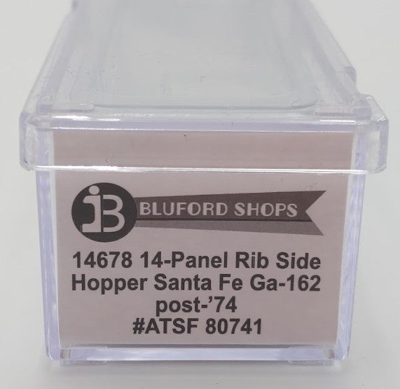 Bluford Shops 14678 N Scale Santa Fe 14-Panel Rib Side 3-Bay Hopper Car #80741 EX/Box
