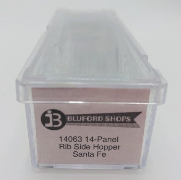 Bluford Shops 14063 N Scale Santa Fe 70T 3 Bay 14 Panel Rib Side Hooper #80021 LN/Box