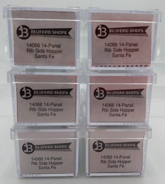 Bluford Shops 14066 N Scale ATSF 14 Panel Rid Side Hopper Car 6 Pack EX/Box