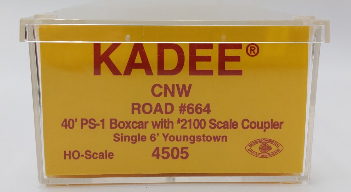 Kadee 4505 HO CNW 40' PS-1 Boxcar w/ #2100 Scale Coupler #664 EX/Box