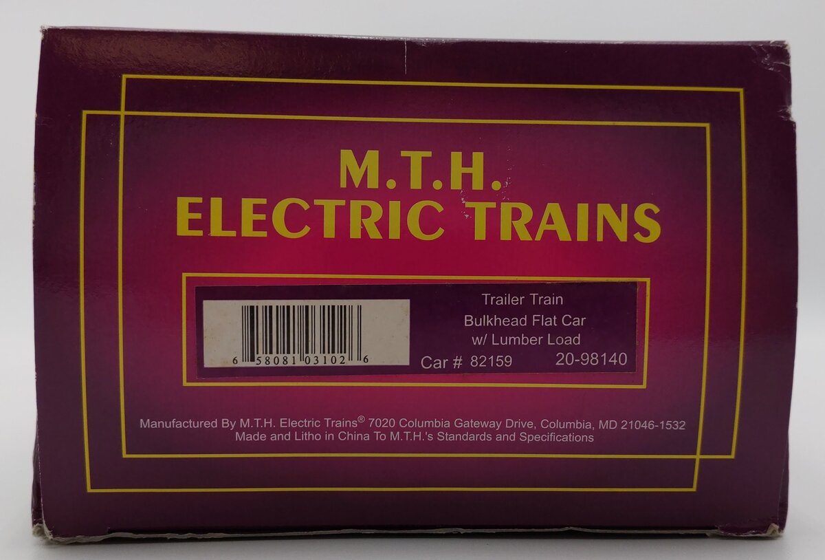 MTH 20-98140 O Trailer Train Bulkhead Flatcar #82159 LN/Box