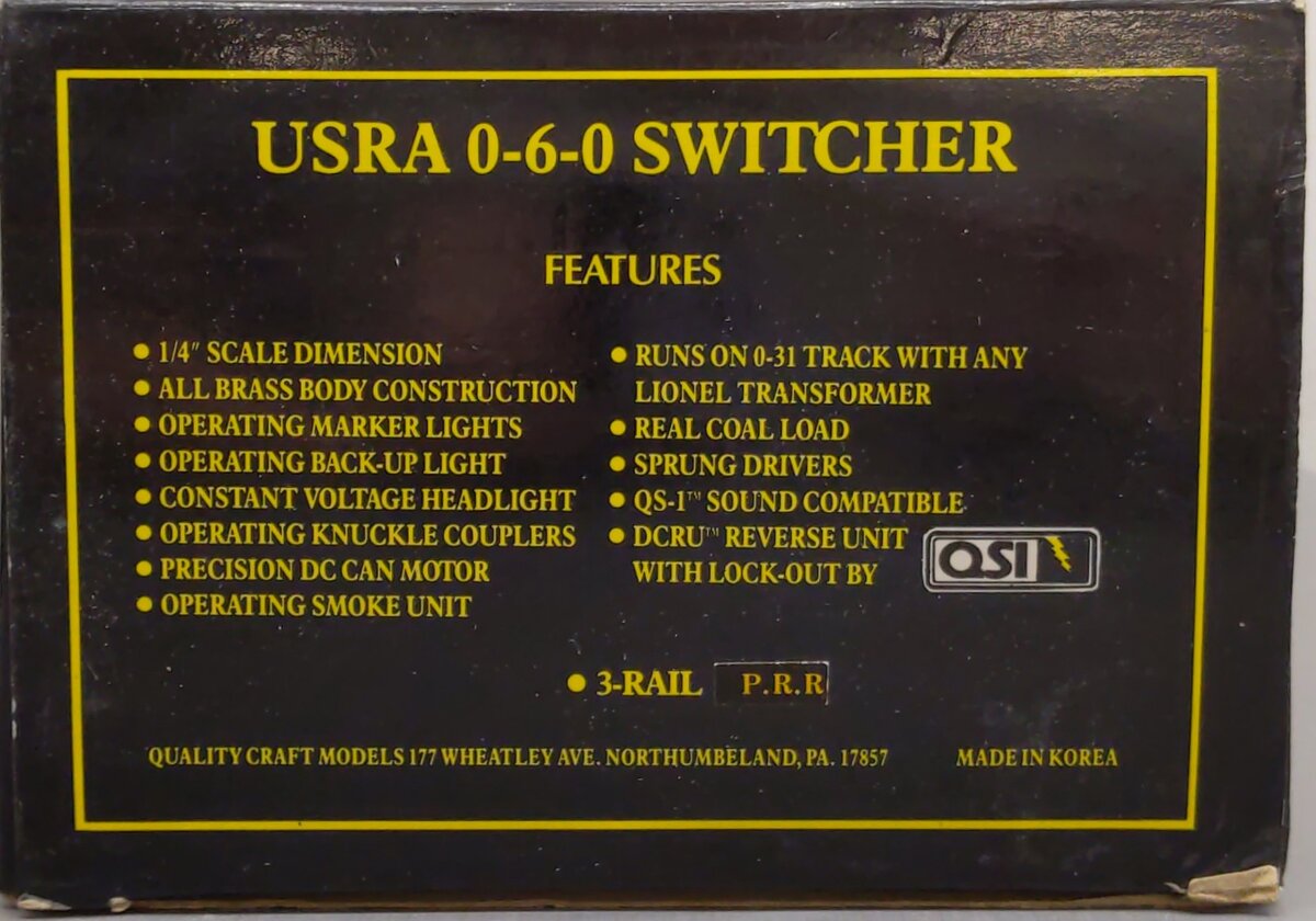 Weaver O Scale BRASS PRR USRA 0-6-0 Steam Switcher & Tender #7011 VG/Box