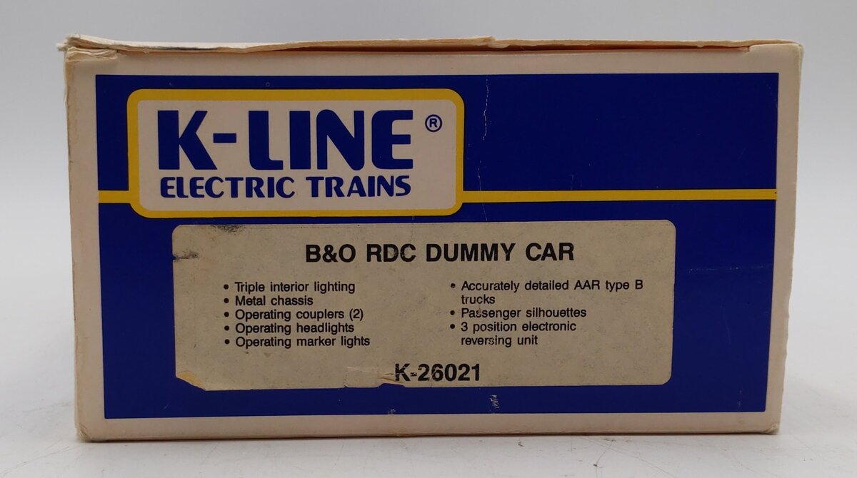K-Line K26021 O B&O Non-Powered RDC Car #26021 LN/Box