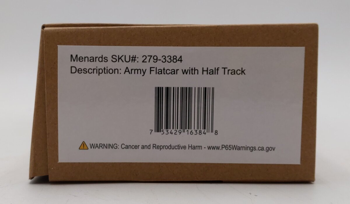 Menards 279-3384 O Gauge Army Flatcar w/ Half Track #23028 LN/Box