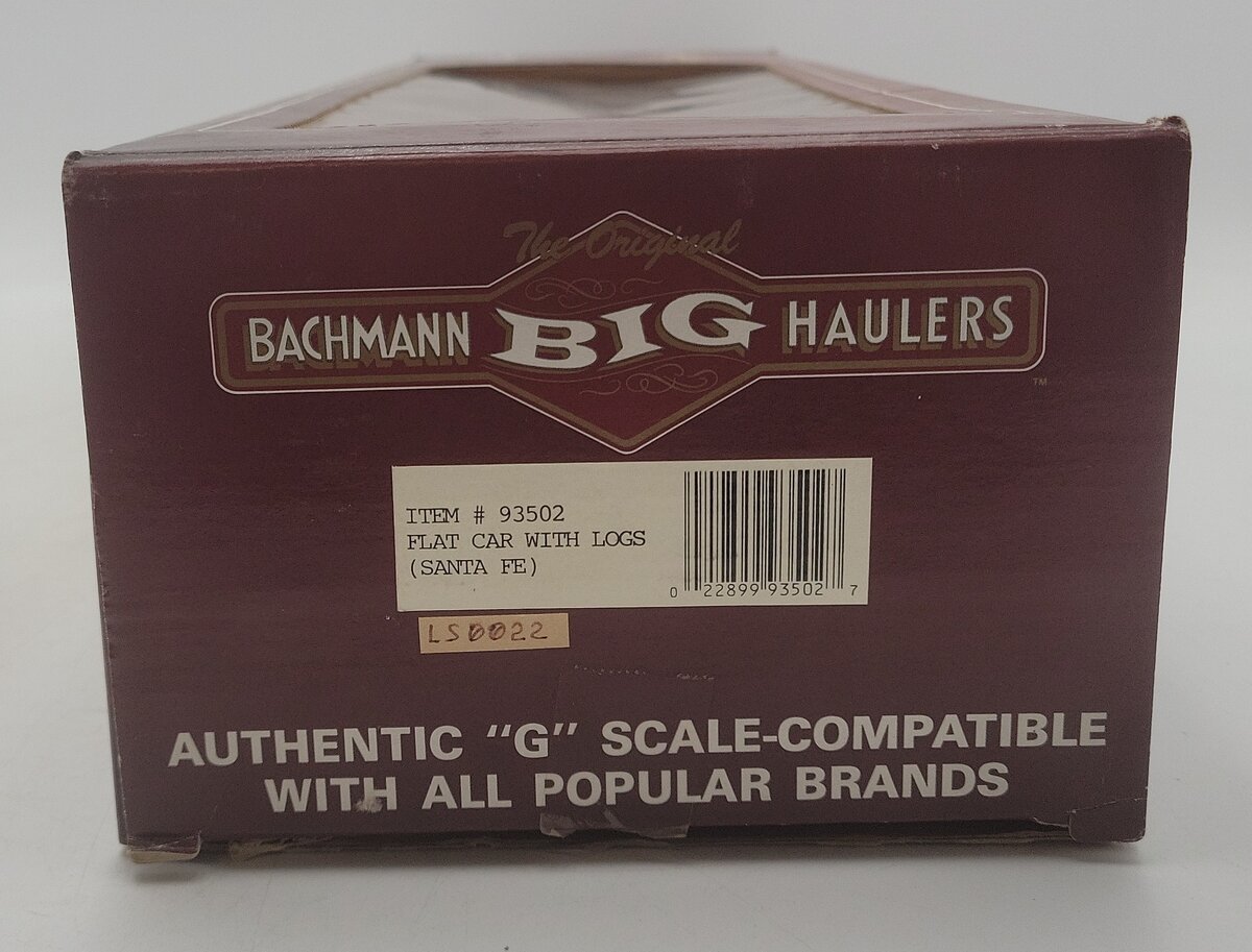 Bachmann 93502 G Santa Fe Flatcar w/ 5 Logs EX/Box