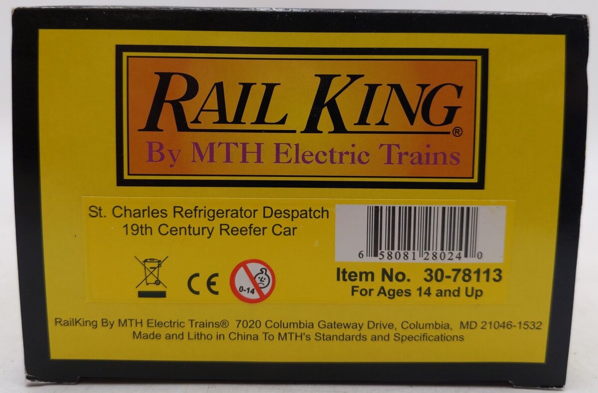 MTH 30-78113 O Gauge St. Charles Refrigerator Despatch 19th Century Reefer #218 LN/Box