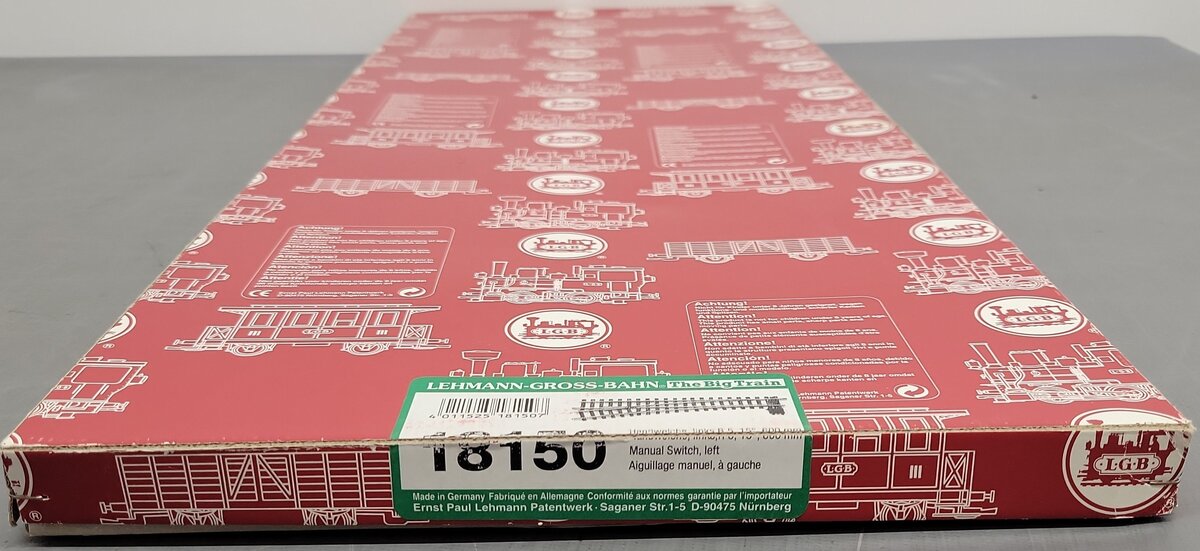 LGB 18150 G R5 15° Left Hand Manual Switch Turnout EX/Box